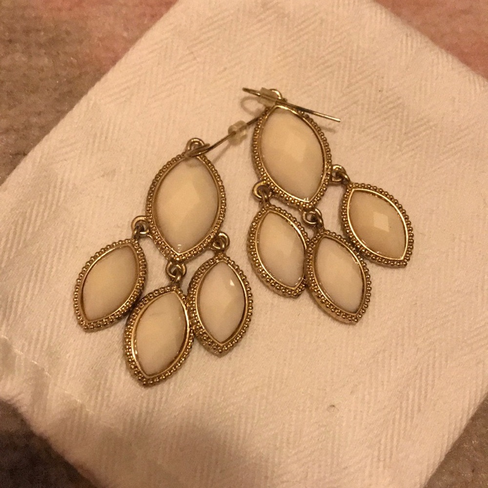 White chandelier earrings